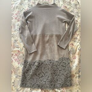 Fabiana Filippi cashmere, suede, lace mock Gray Long Sleeve Dress size small